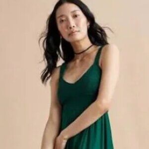La Ligne Sarah Smocked Silk Midi Dress in Forest - Medium